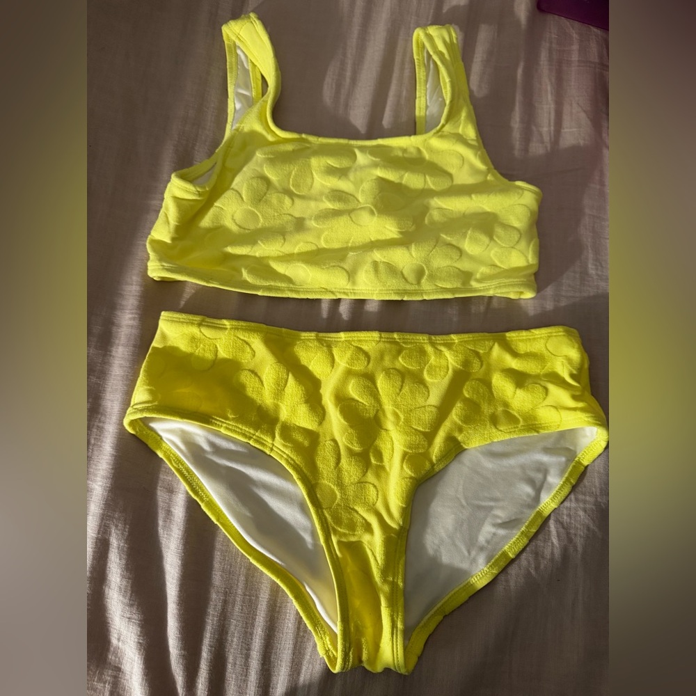 Old Navy GIRLS Neon Yellow Textured Bikini Set XXL 18